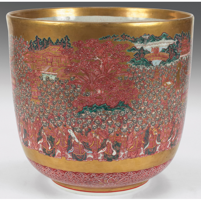 Appraisal: Large Kutani vase by Hyoyu c ''Thousand Scholars'' depicts people