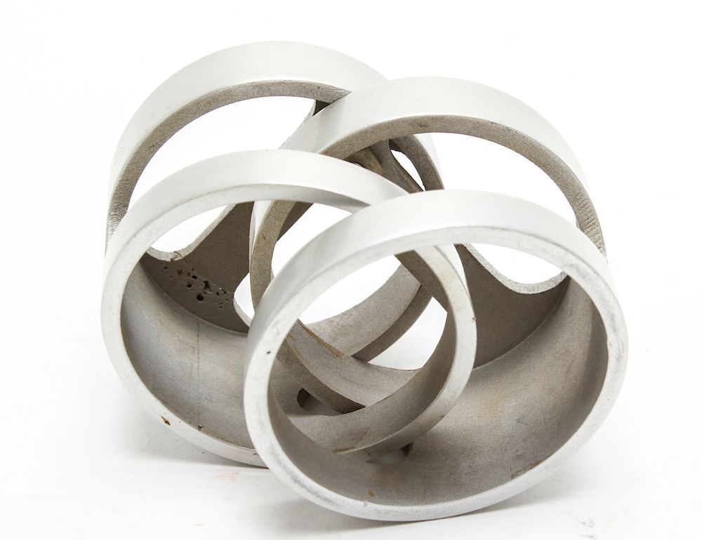 Appraisal: Modern Cylindrical Cast Aluminum Sculpture Modern geometric cylindrical cast aluminum