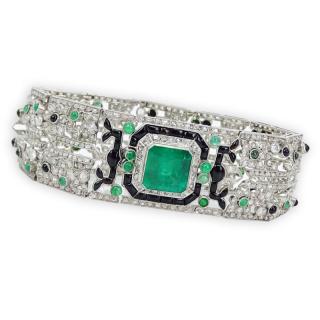 Appraisal: Art Deco style Approx Carat Colombian Emerald Carat Diamond and