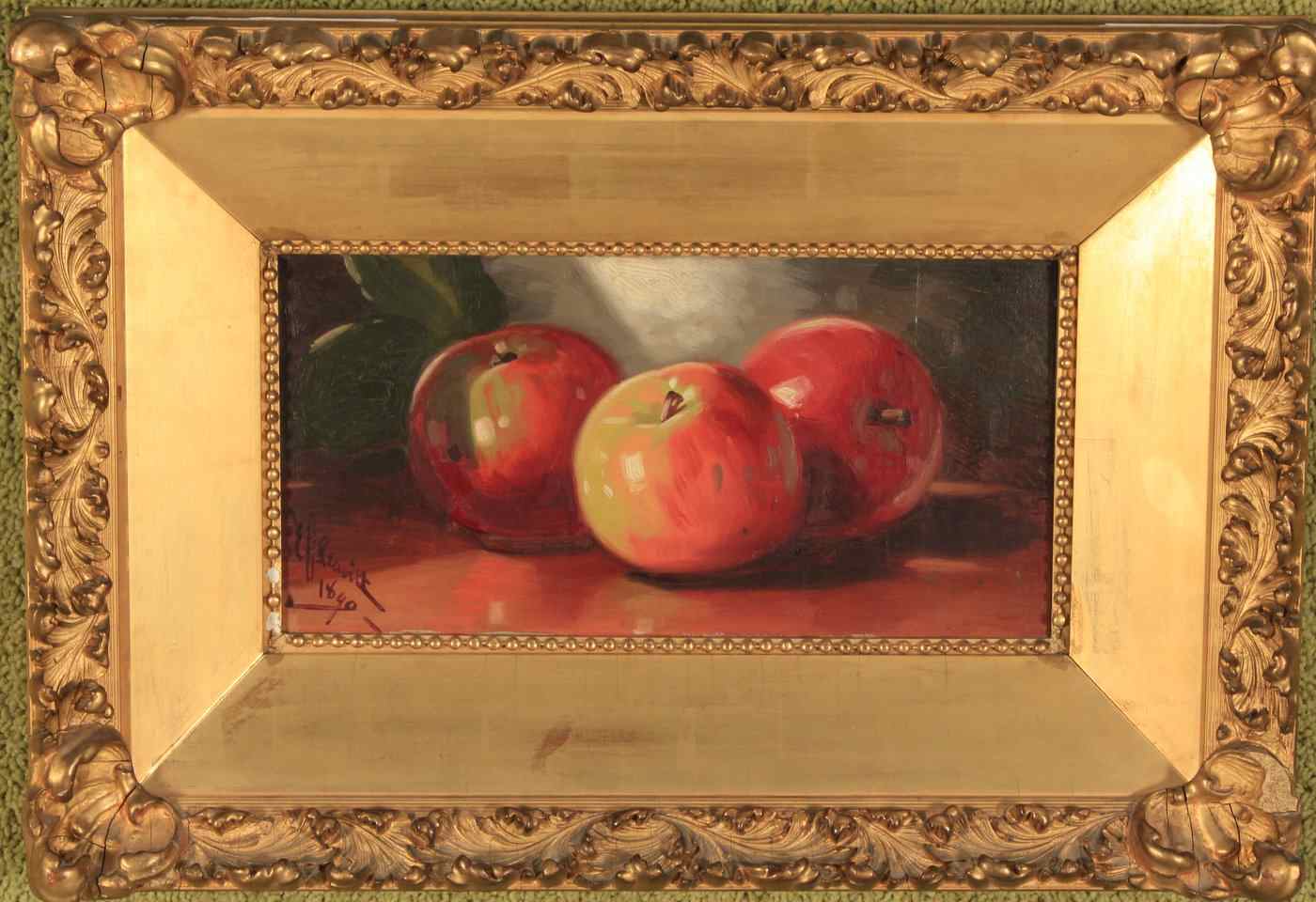 Appraisal: EDWARD CHALMERS LEAVITTAmerican - Still life of three apples Signed