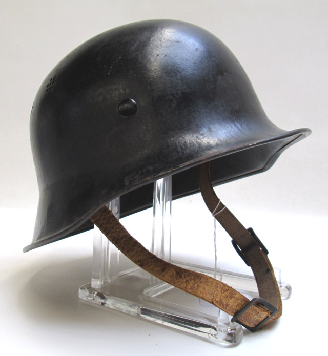 Appraisal: GERMAN WORLD WAR TWO POLICE HELMET black paint no decals