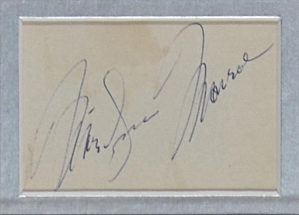 Appraisal: MARILYN MONROE AUTOGRAPH signed in blue ink on a piece