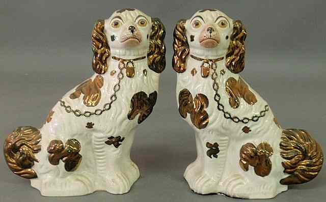 Appraisal: Large pair of th c Staffordshire copper luster and white