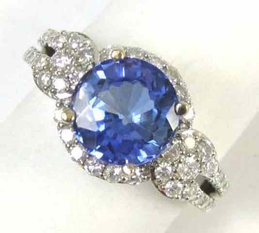 Appraisal: TANZANITE DIAMOND AND WHITE GOLD RING The k white gold