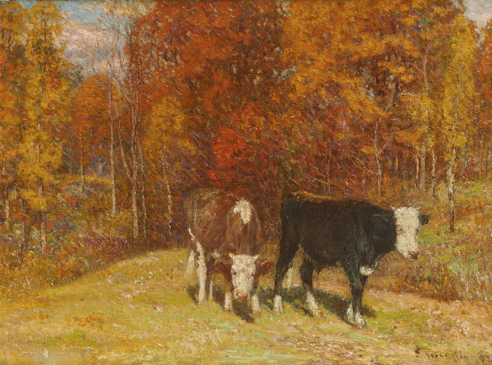 Appraisal: JOHN JOSEPH ENNEKING American - Fall Landscape with Two Cows