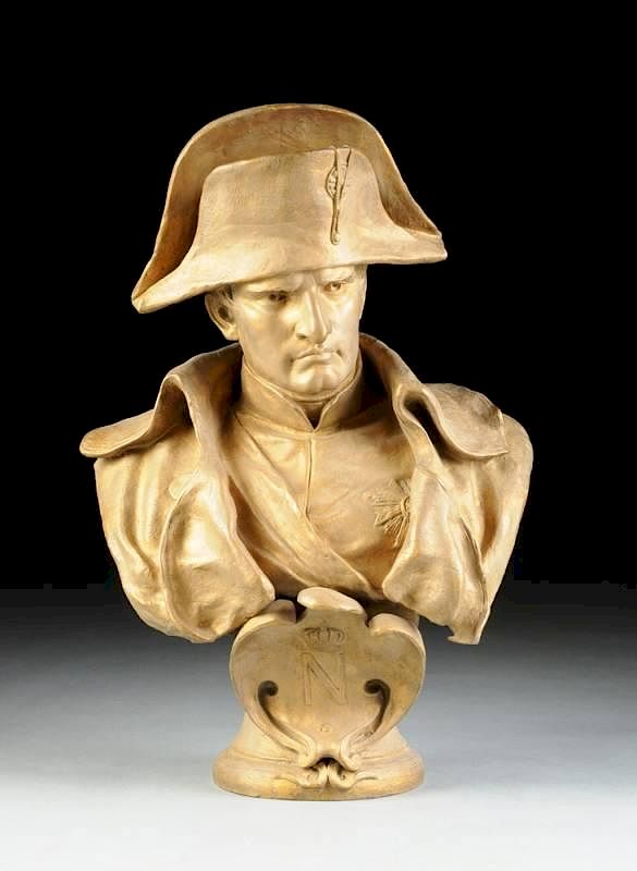 Appraisal: A LARGE GOLD PAINTED PLASTER BUST OF NAPOLEON BONAPARTE POSSIBLY