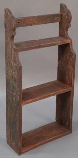 Appraisal: Primitive hanging shelf retaining some original red paint ht in