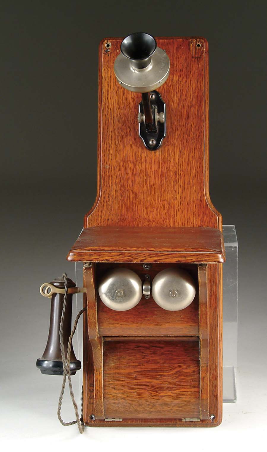 Appraisal: EARLY OAK TELEPHONE A nicely refinished wall mount telephone SIZE