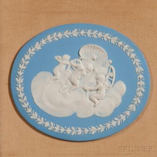 Appraisal: Wedgwood Solid Light Blue Jasper Plaque England th century oval