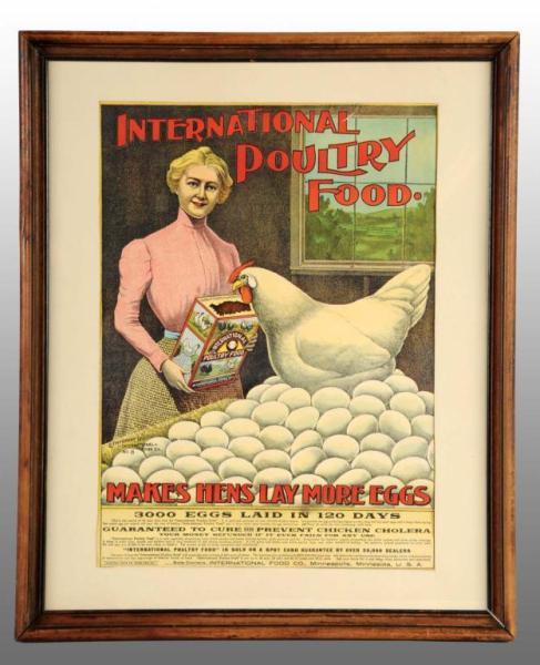 Appraisal: Framed Paper International Poultry Food Poster Description Circa Framed under