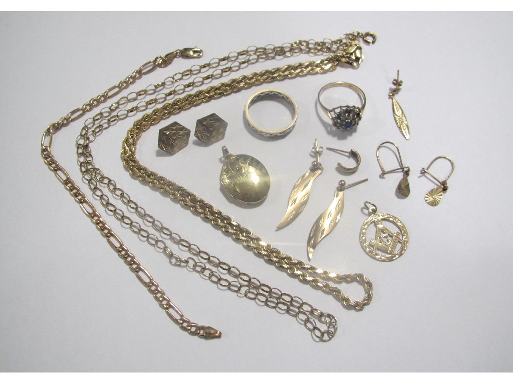 Appraisal: Lot of ct gold items to include neck chains earrings