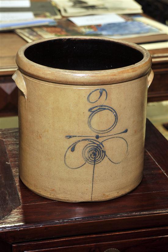 Appraisal: STONEWARE CROCK American th century Three-gallon crock having lug handles