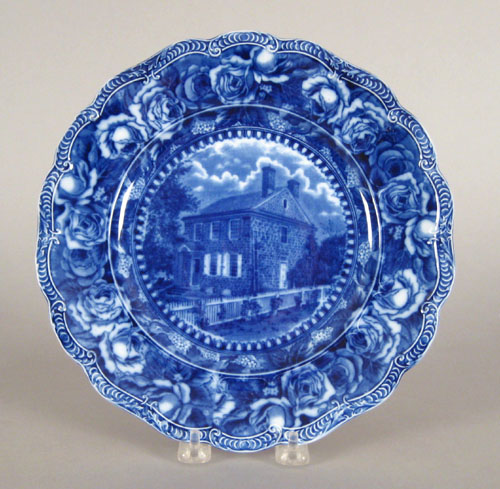 Appraisal: Flow blue plate depicting Washington's Headquarters at Valley Forge dia