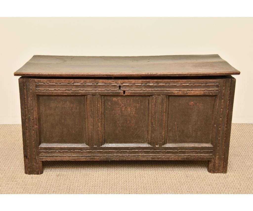 Appraisal: Primative English oak blanket chest th c h x w