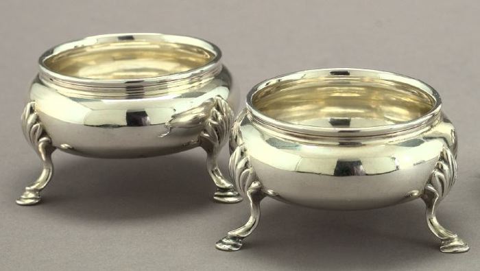 Appraisal: Pair of English Sterling Silver Tripodal Master Salts in the