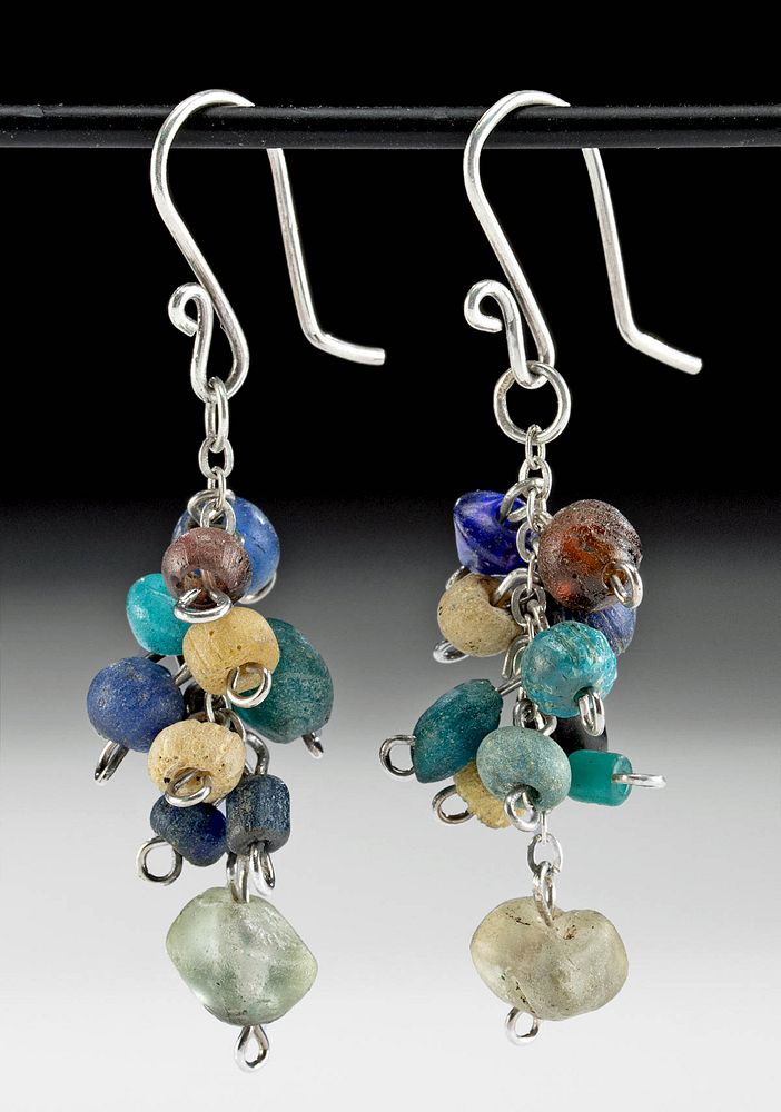 Appraisal: Wearable Roman Glass Bead Cluster Earrings Originally Listed At Roman