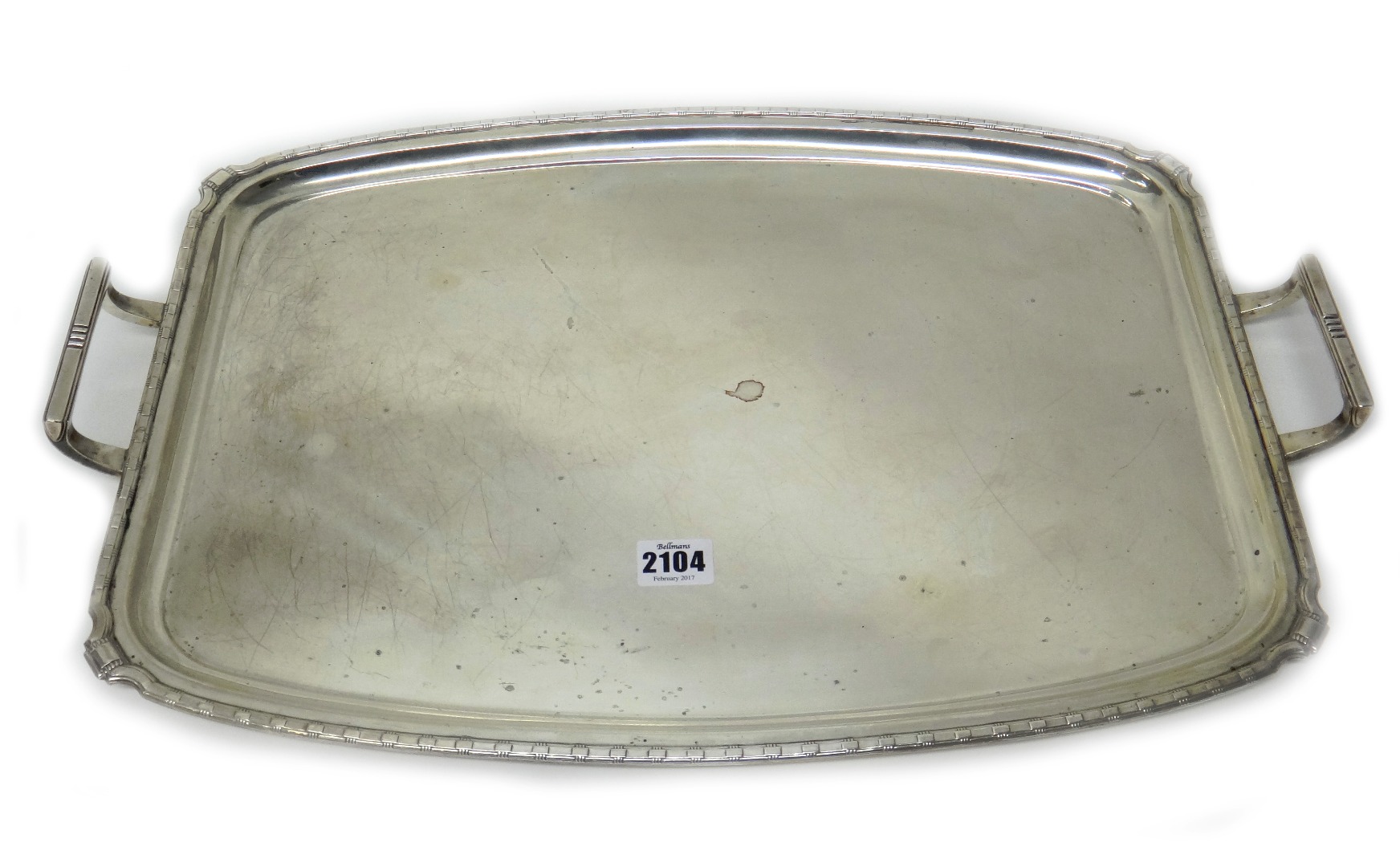 Appraisal: A silver twin handled shaped rectangular tray length cm London