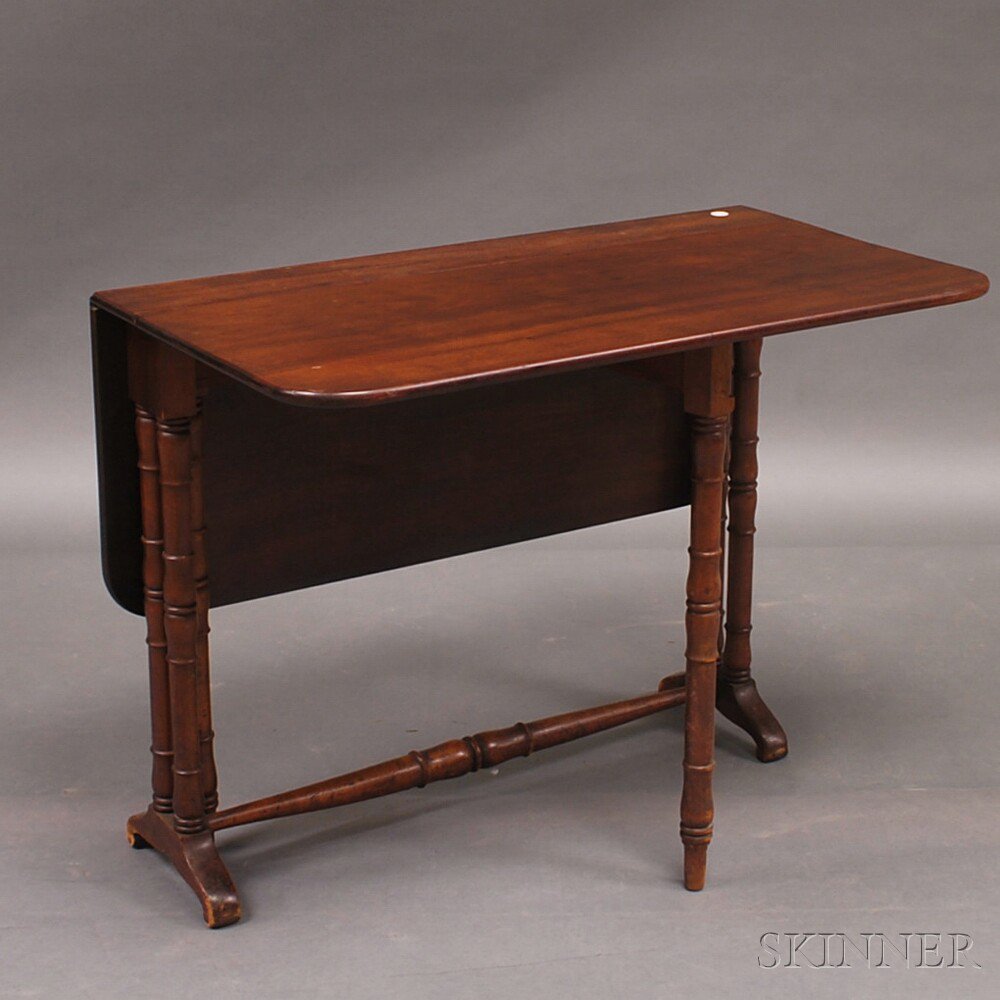 Appraisal: Victorian Mahogany Tuck-away Table and Federal Japanned Drop-leaf Table th