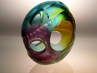 Appraisal: Leon Applebaum Transformation Signed Blown glass carved h x dia