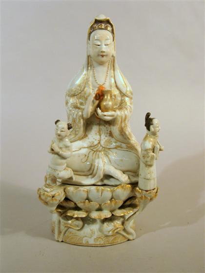 Appraisal: Chinese porcelain quanyin on stand early th century Of two