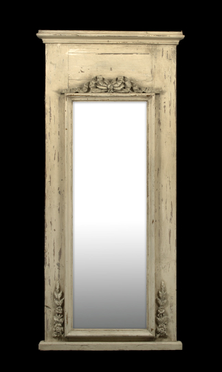 Appraisal: Tall Scandinavian Carved and White-Painted Wooden Pier Mirror second quarter