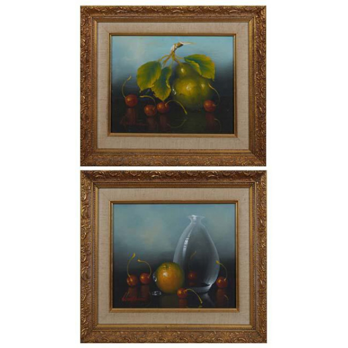 Appraisal: Wallace Still Life with Fruit and Vase and Still Life