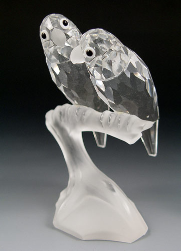 Appraisal: SWAROVSKI CRYSTAL ANNUAL ''TOGETHERNESS'' LOVEBIRDS Austrian crystal lovebirds perched on