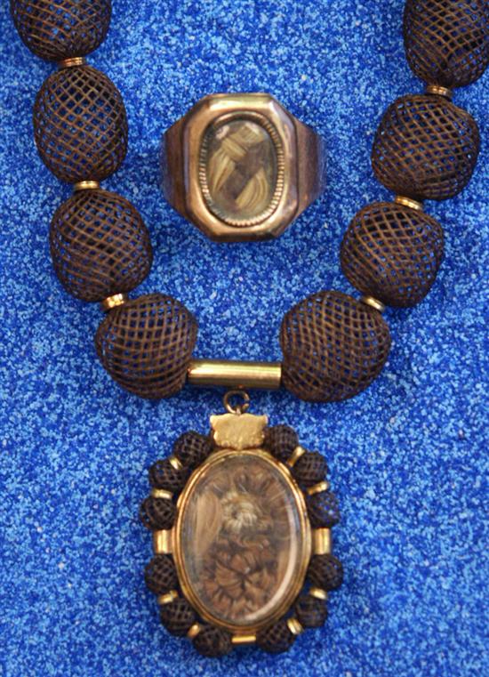 Appraisal: VICTORIAN BRAIDED HAIR NECKLACE AND RING