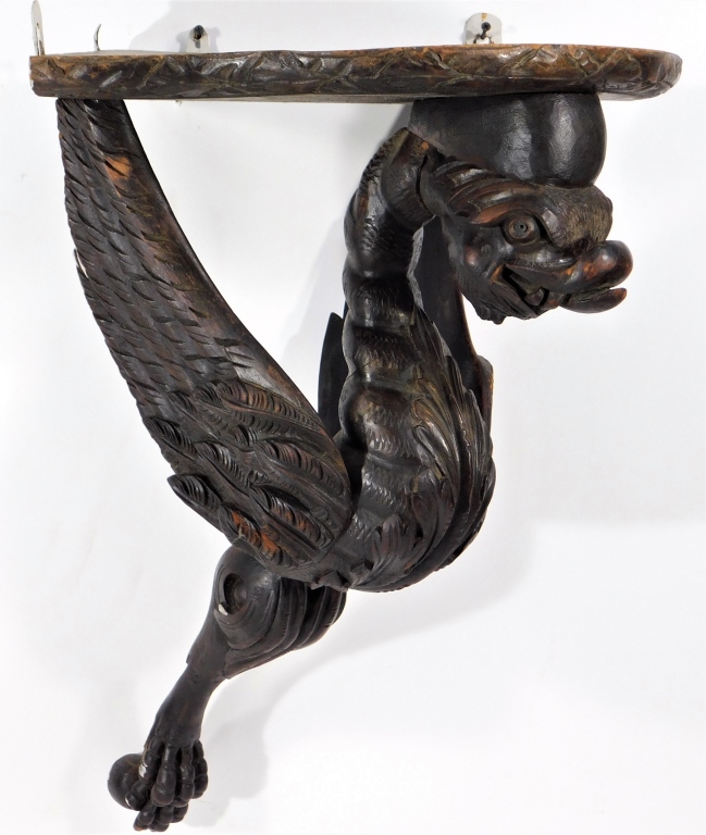 Appraisal: ITALIAN RENAISSANCE GROTESQUE GRIFFIN CORNER SHELF Italy th- th CenturyFigural