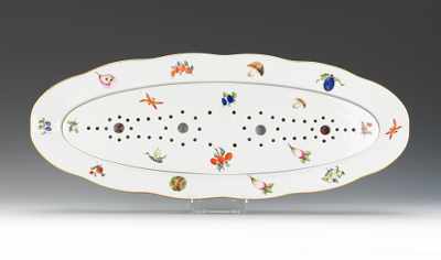 Appraisal: A Herend Market Garden Fish Platter with Strainer Elongated porcelain