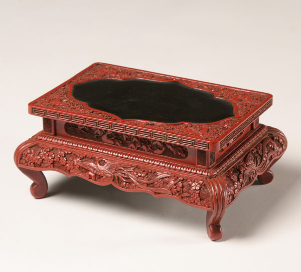 Appraisal: Japanese Kamakura-Bori display stand wooden stand with extensively carved florals