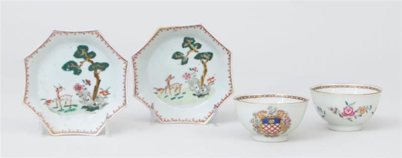 Appraisal: PAIR OF CHINESE EXPORT ARMORIAL TEA BOWLS AND A PAIR