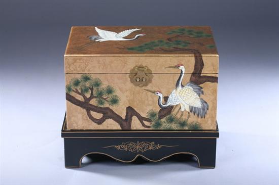 Appraisal: JAPANESE GILT LACQUERED TRUNK AND STAND th century Crane and