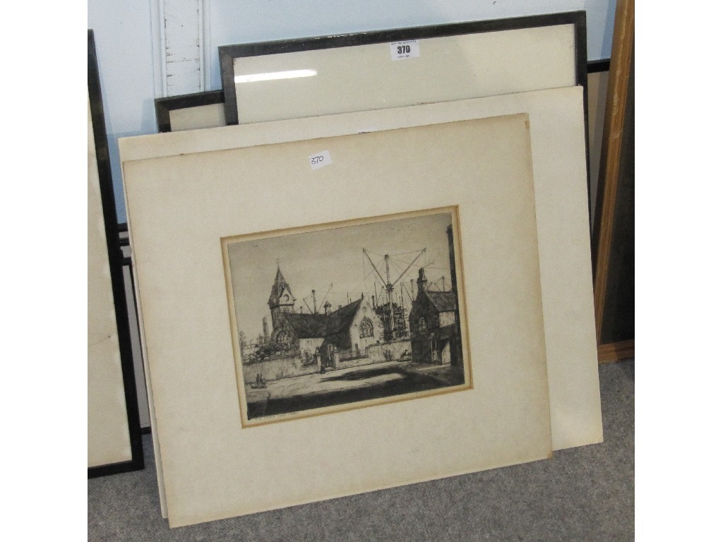 Appraisal: Lot comprising five etchings to include TOM MAXWELL and a