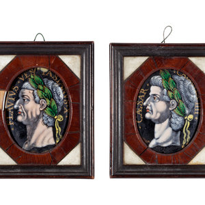 Appraisal: Two Limoges Enamel Oval Portrait Plaques after Jacques Laudin I