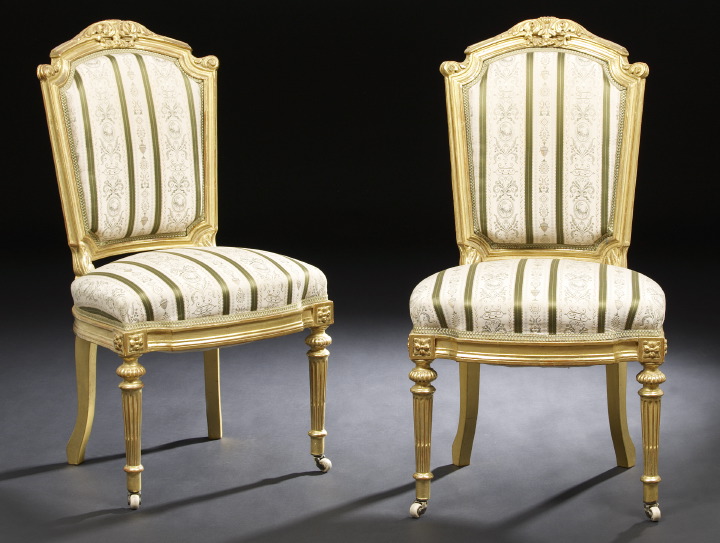 Appraisal: Pair of Napoleon III Giltwood Sidechairs late th century in