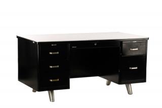 Appraisal: Statesman Metalstand Black Metal Tanker Desk Statesman Metalstand American Philadelphia