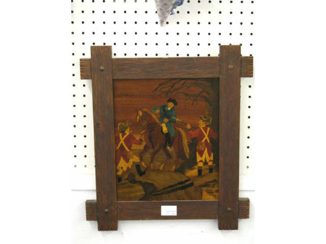 Appraisal: Marquetry Plaque Paul Revere Stopped Too Late a work of