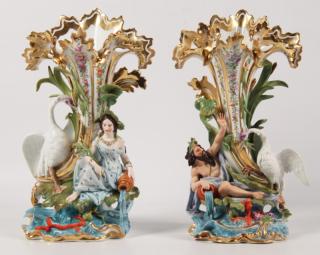 Appraisal: BEAUTIFUL PAIR OF FRENCH OLD PARIS VASES HAVING VIGNETTE DEPICTING