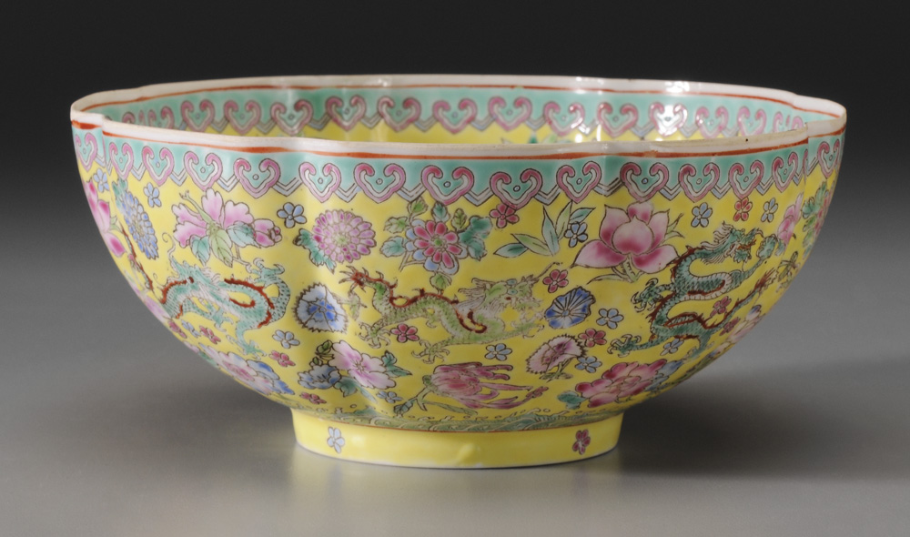 Appraisal: Eggshell Porcelain Lobed Bowl Chinese th century interior and exterior