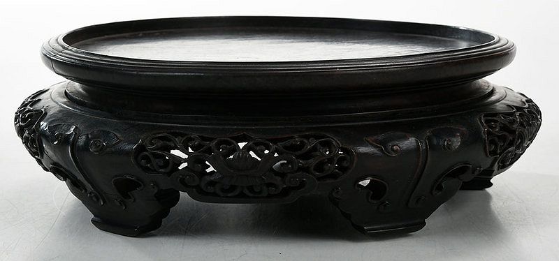 Appraisal: A Chinese Carved Hardwood Stand with Two Others Qing dynasty