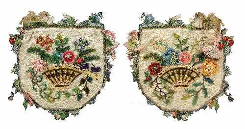 Appraisal: A Georgian needlework purse finely worked on both sides vase