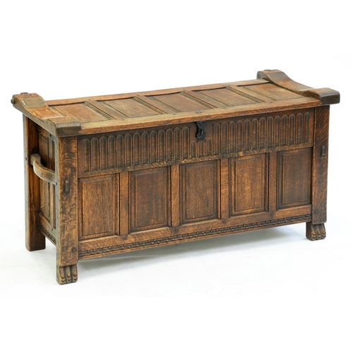 Appraisal: An oak blanket chest of panelled construction in th c