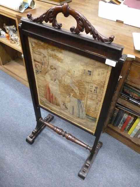 Appraisal: A VICTORIAN ROSEWOOD FIRE SCREEN high and a th century