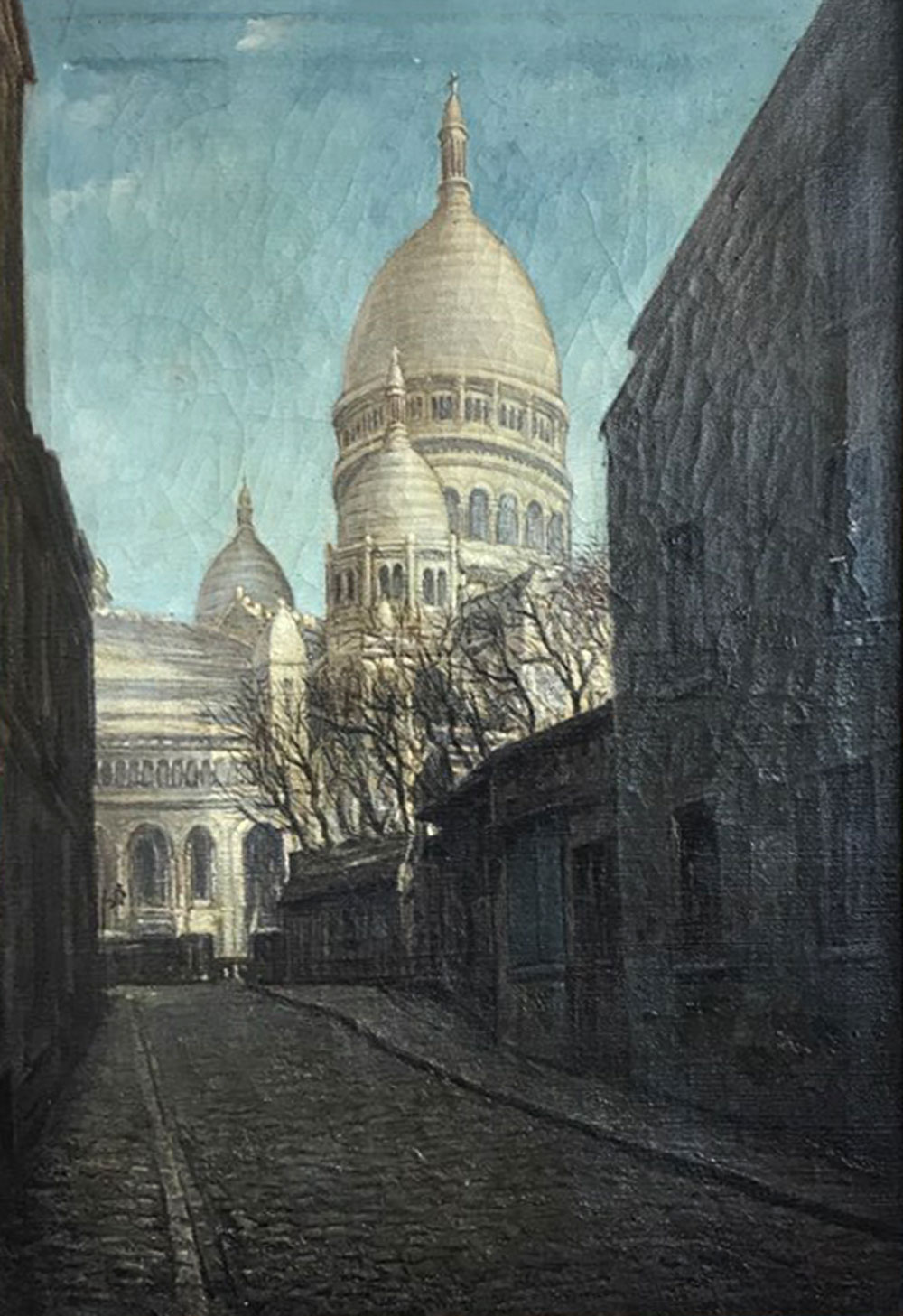 Appraisal: ILLEGIBLY SIGNED PAINTING OF SACRE COUER PARIS '' X ''