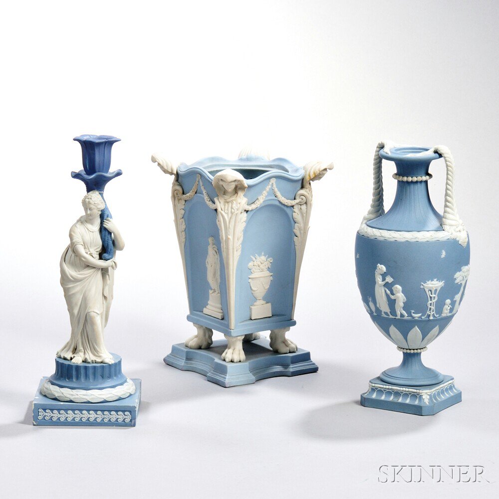 Appraisal: Three Wedgwood Light Blue Jasper Items England late th early