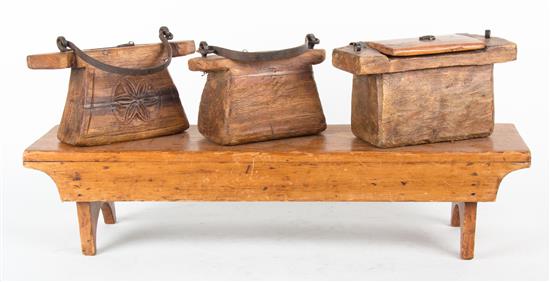 Appraisal: Sale Lot Four Asian Wooden Articles comprising a low table