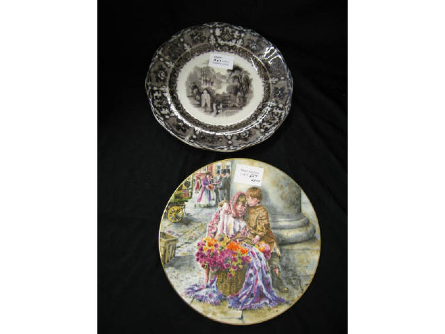 Appraisal: Plates th century mulberry ironstone and Royal Doulton Flower Seller