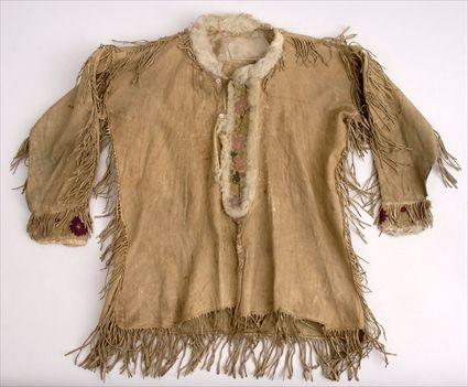 Appraisal: TWO CREE BUCKSKIN BOYS SHIRTS Excluding fringe x in See