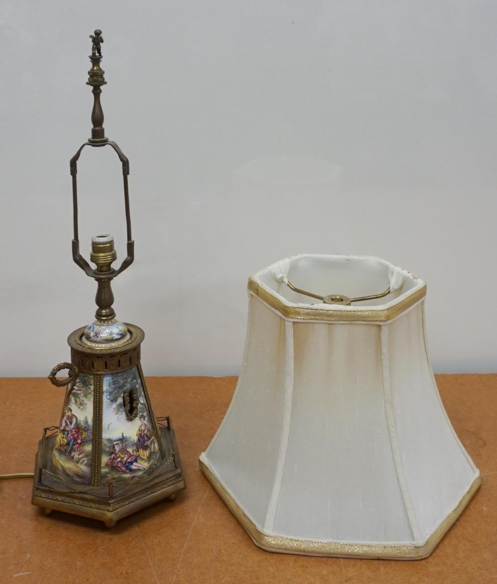 Appraisal: Continental Enamel Decorated Metal Table Lamp H overall in cm